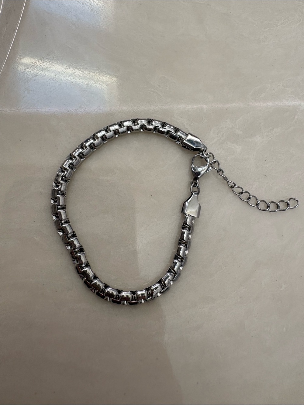 Men's Polished Silver Box-Link Bracelet